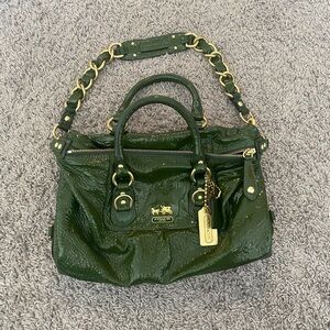 Sabrina Large Patent Leather Madison Collection Green Satchel